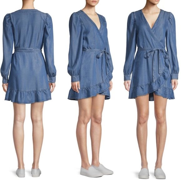 Paige Kendry Denim Wrap Dress NWT - Picture 3 of 13